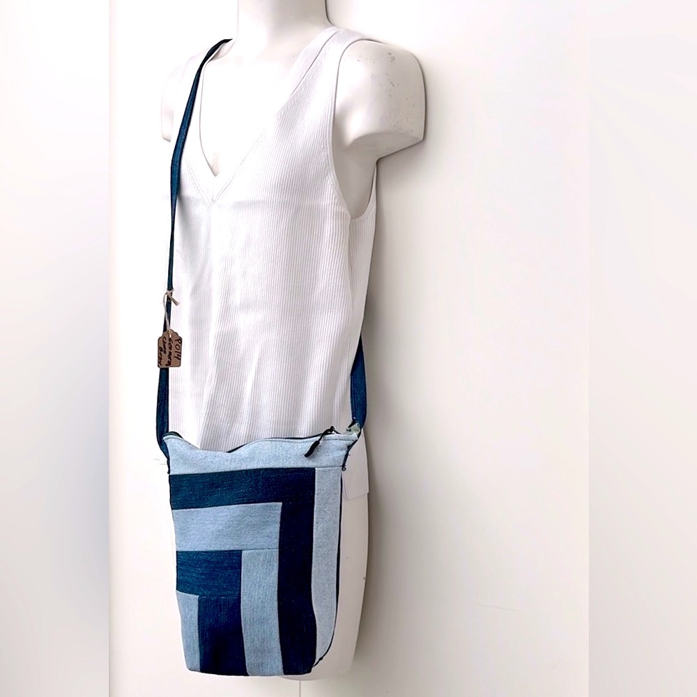 HANDMADE | Upcycled Denim Geometric Crossbag Handbag